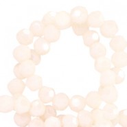 Faceted glass beads 4mm round Pristine beige-pearl shine coating